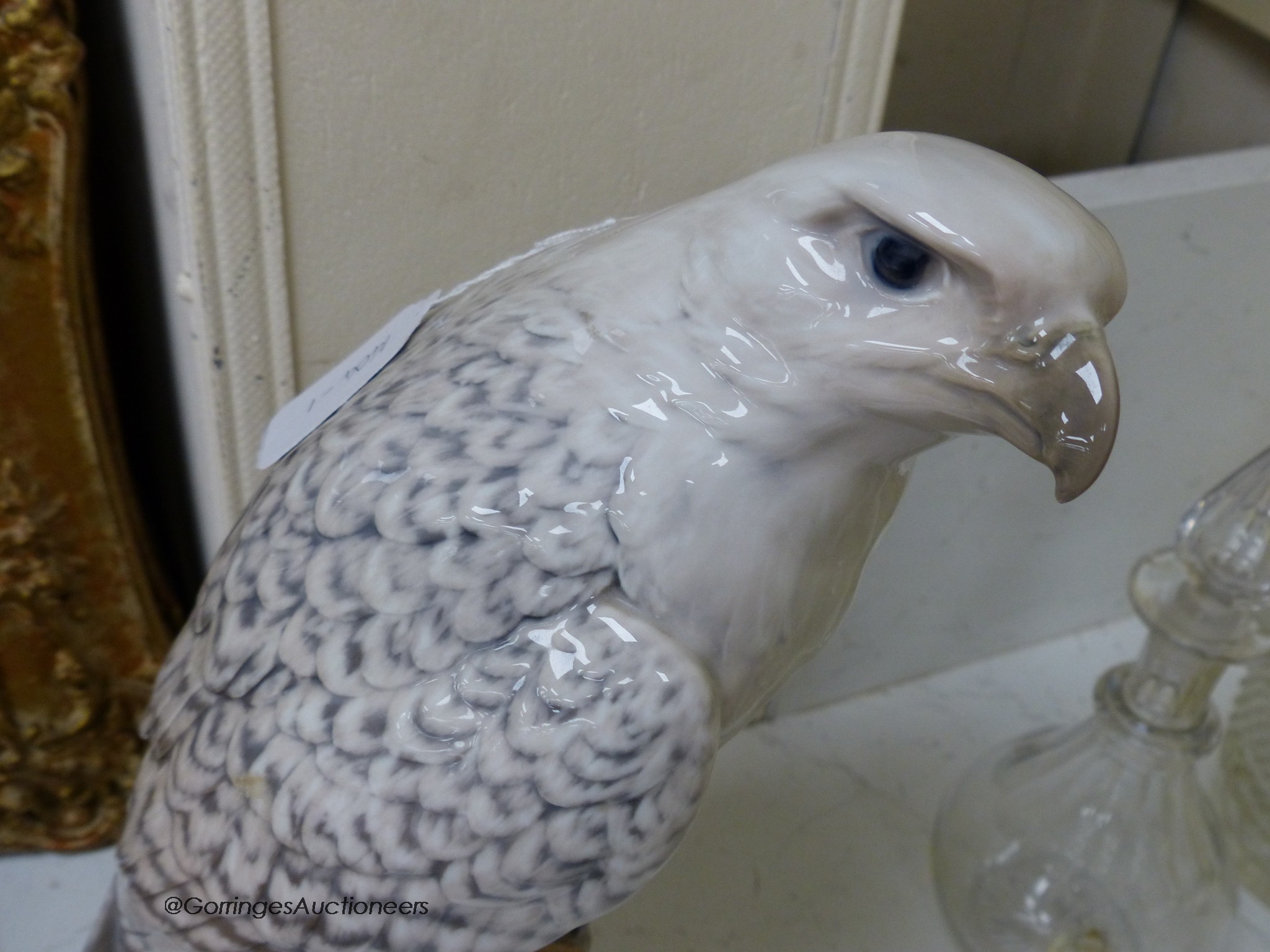 A Royal Copenhagen figure of an Icelandic Gyr falcon, model number 1661, 40 cm high